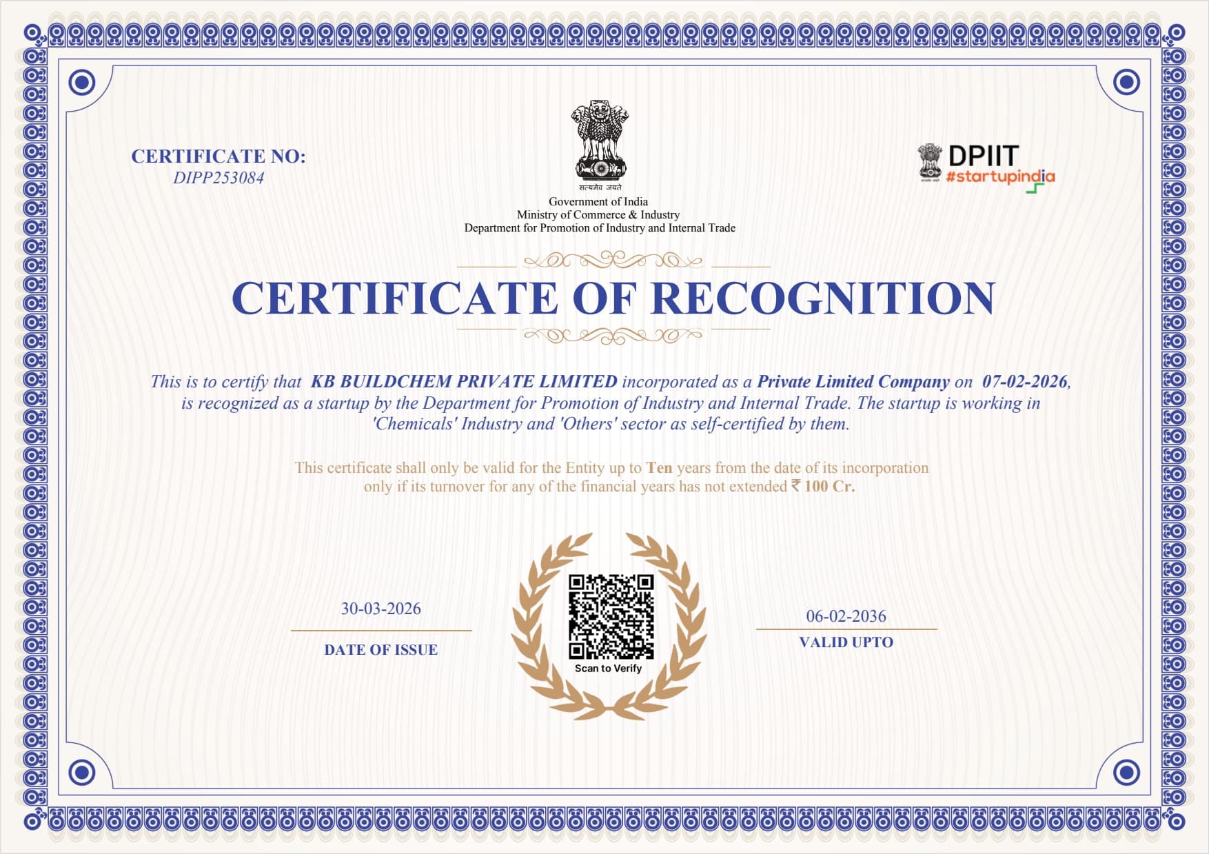 Startup India Recognition